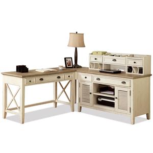 Riverside Furniture Coventry Two Tone Corner Writing Desk & Credenza with Hutch